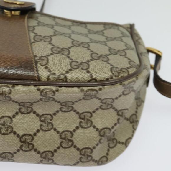 GUCCI GG Supreme Web Sherry Line Shoulder Bag Pvc Beige Gold Red - Picture 11 of 16
